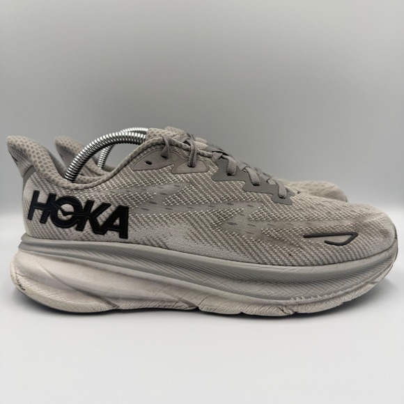 Hoka One One Other - Hoka One One Clifton 9 Men's Size 9.5 Grey White Running Shoes Athletic Sneakers